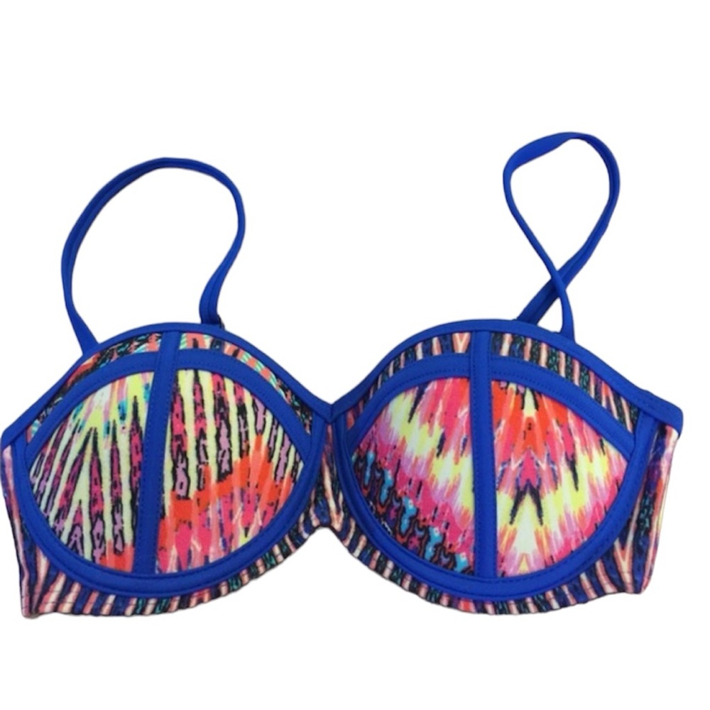 Multicolored Colorblock Bikini Top
